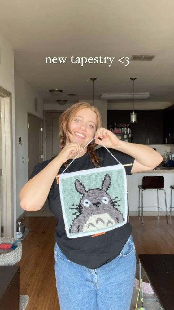Pixelated Totoro Crochet Wall Hanging