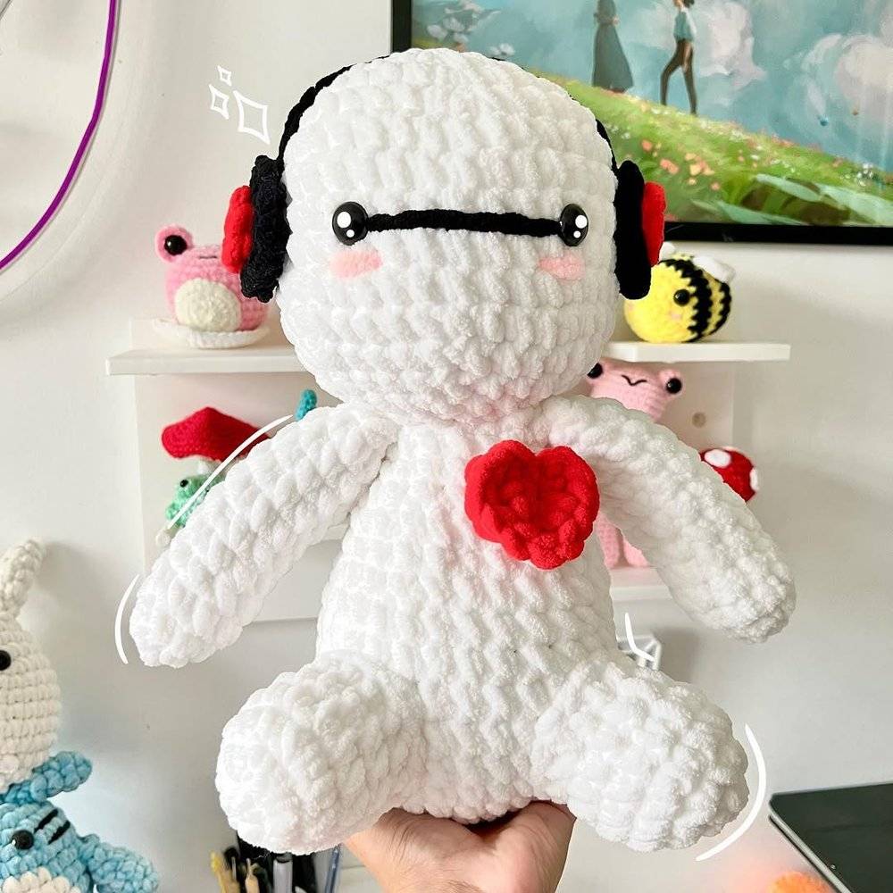 Plush Crochet Baymax Amigurumi with Heart Accent