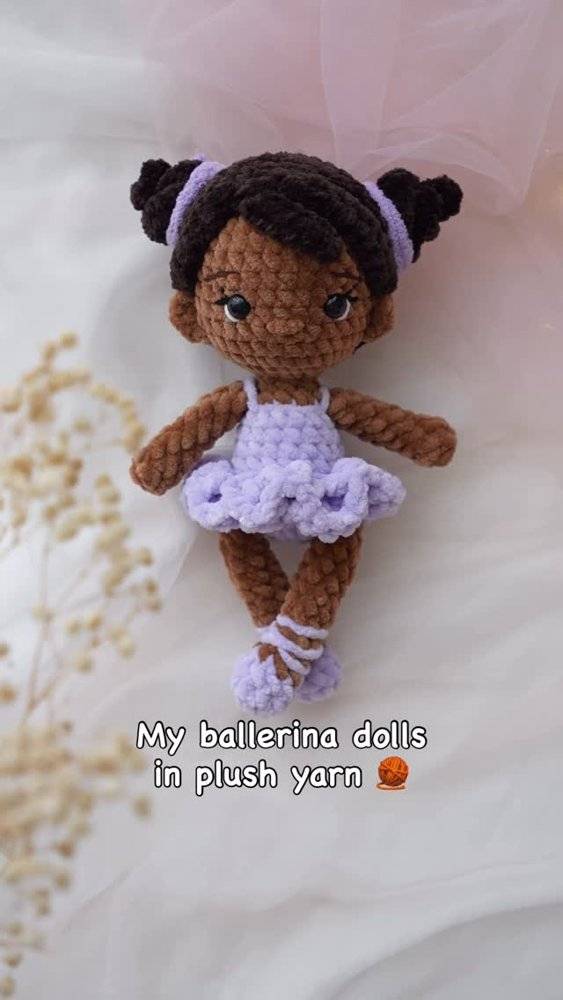 Plush Yarn Crochet Ballerina Doll
