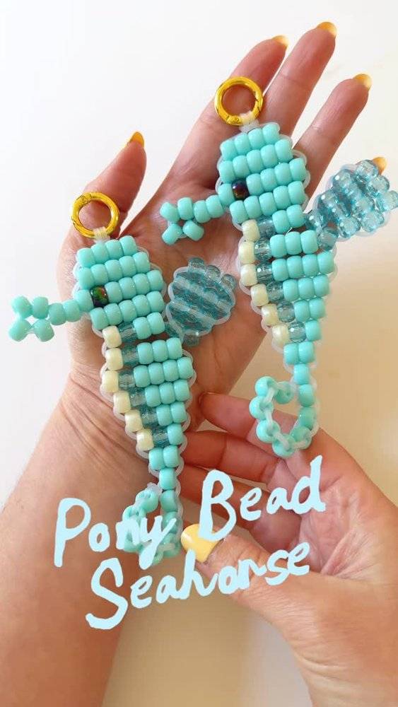 Pony Bead Seahorse Charms