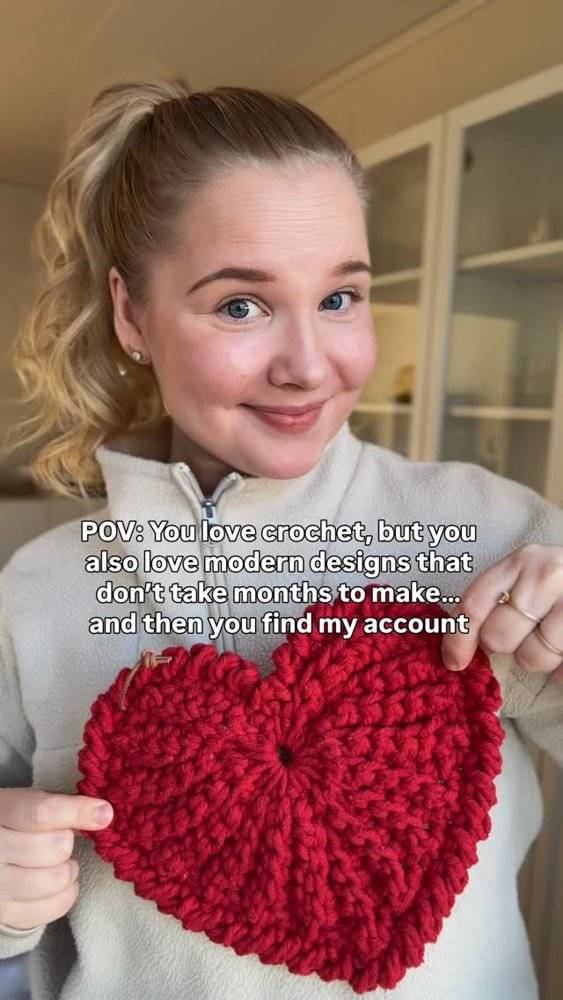 Quick Crochet Textured Heart Appliqué