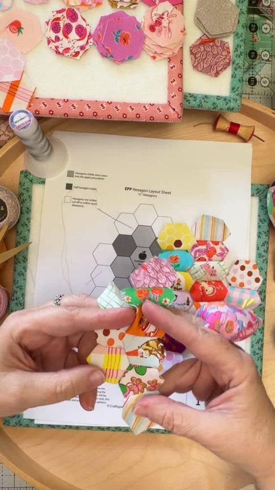 Quilted Hexagon Project with Adorable Fabric Scraps