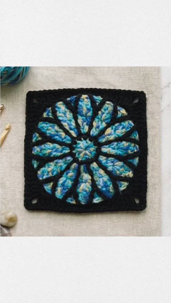 Radiant Stained Glass Crochet Square