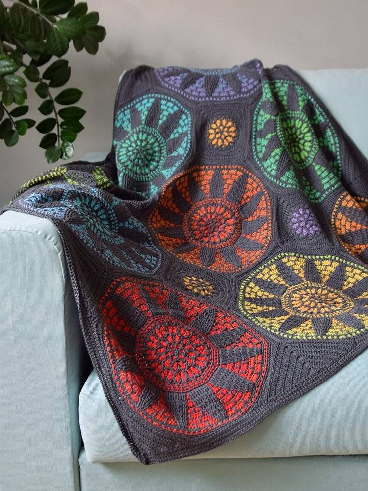 Radiant Sunburst Hexagon Crochet Blanket