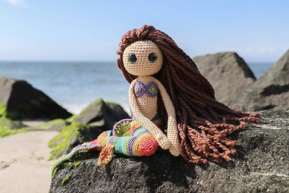 Rainbow Tail Crochet Mermaid Doll