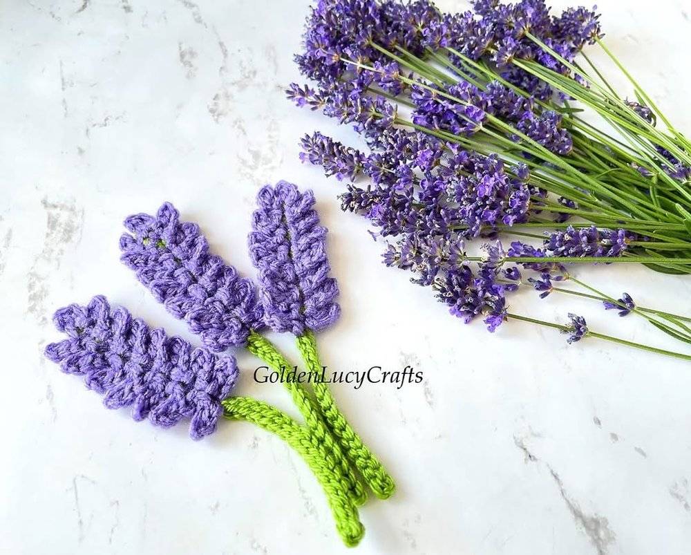 Realistic Crochet Lavender Stems