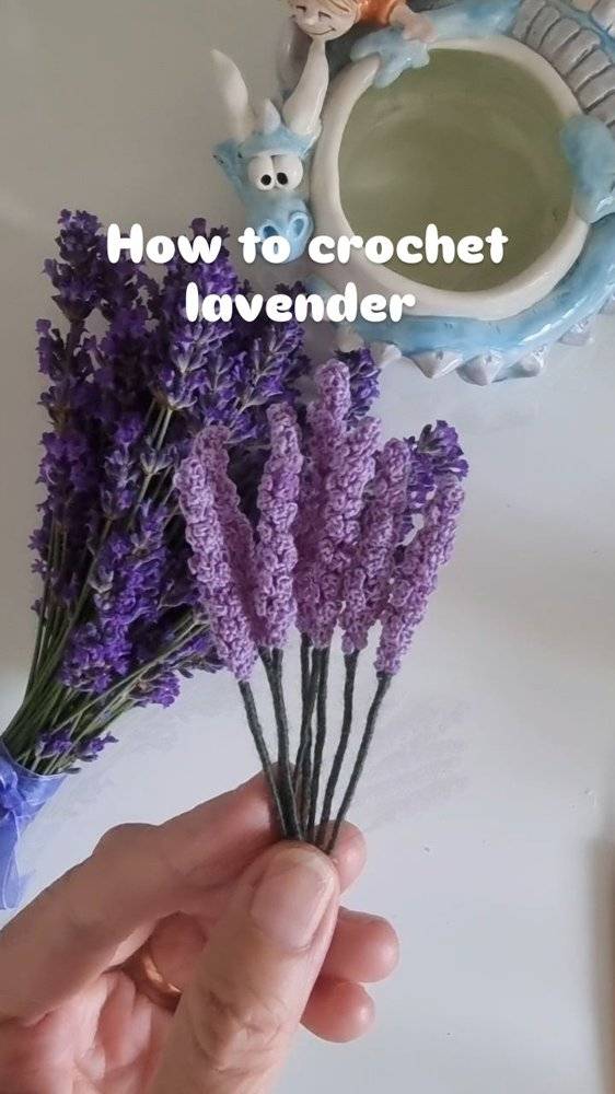 Realistic Lavender Crochet Stems