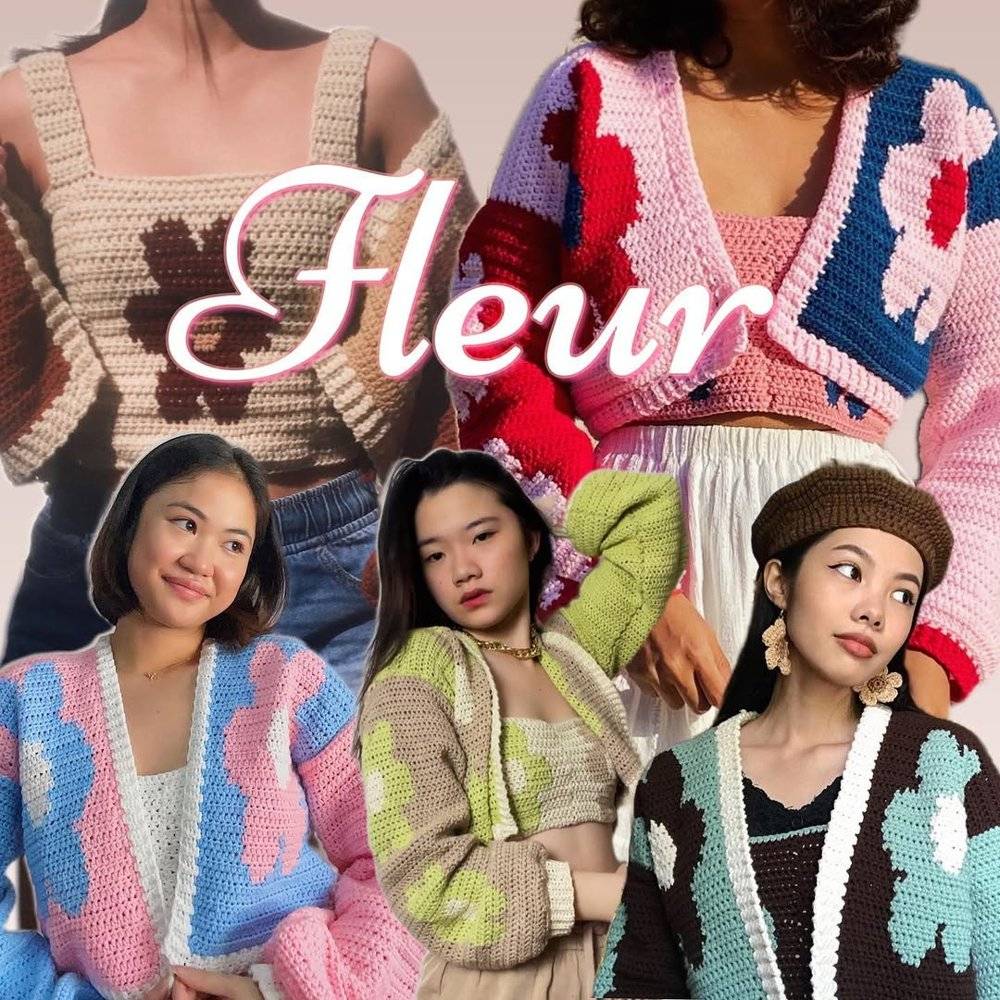 Retro Floral Crochet Cardigan Set