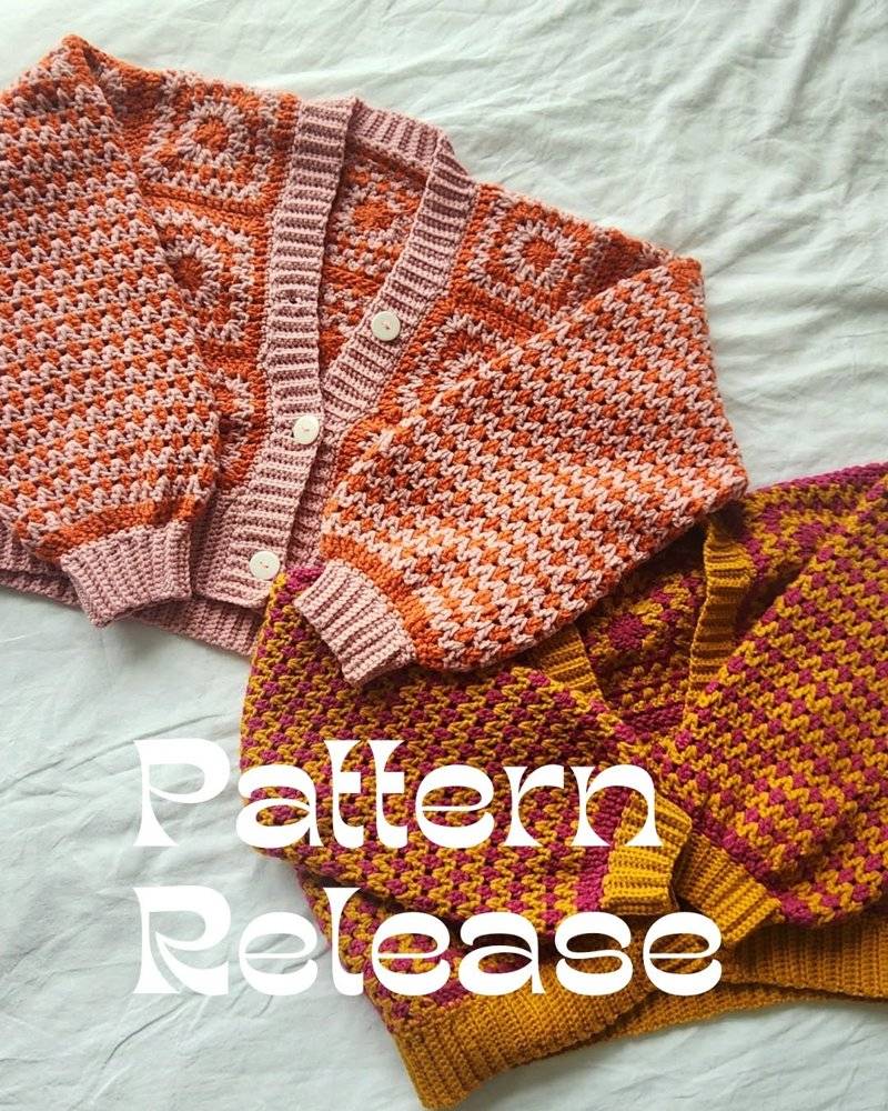 Retro Granny Square Crochet Cardigan