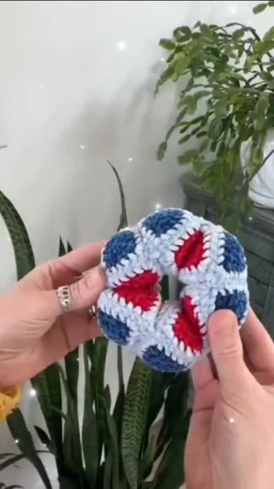 Round Crochet Fidget Toy with Checkerboard Design