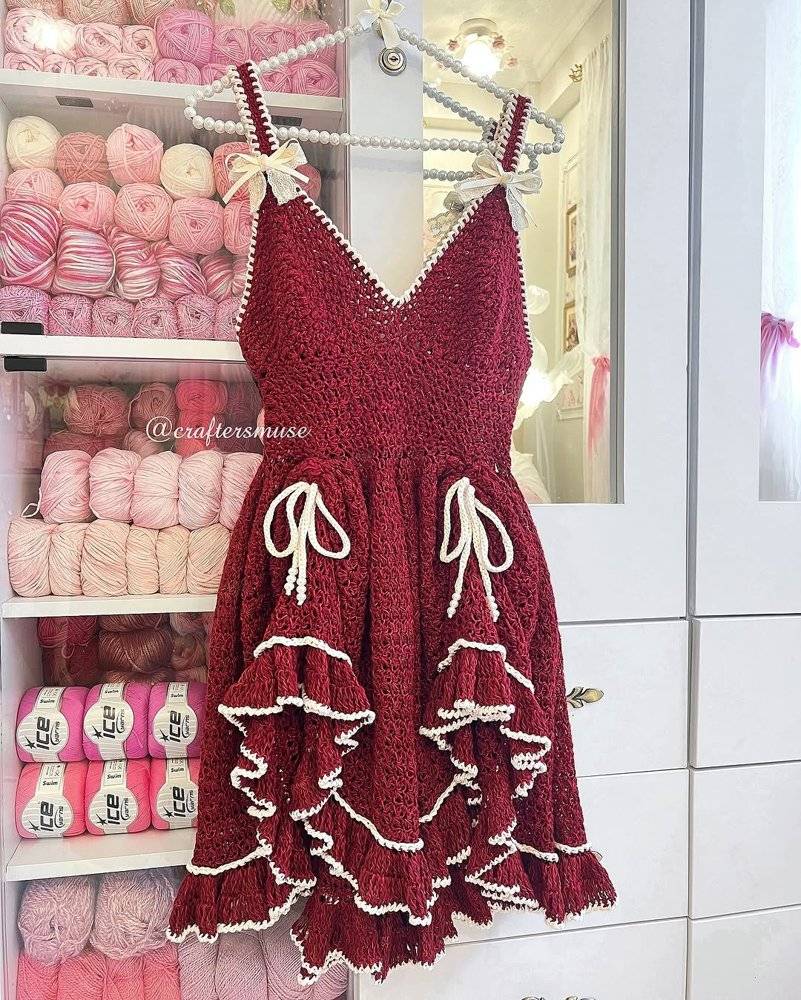 Ruffled Crochet Mini Dress Pattern