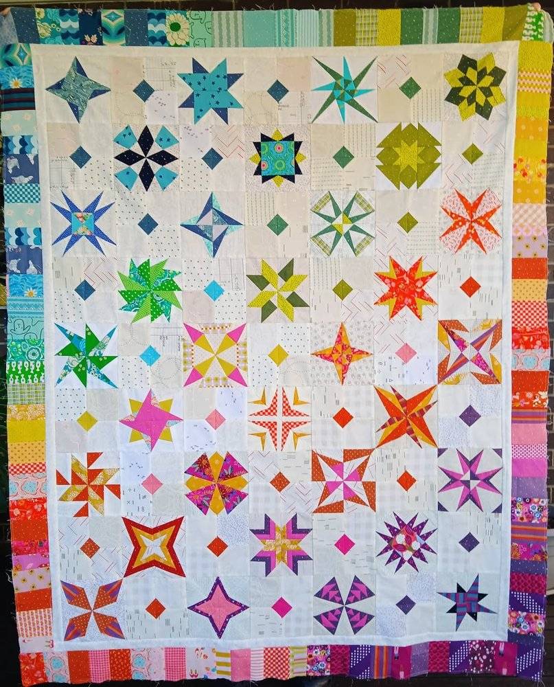 Scrappy Geometric Star Quilt Pattern