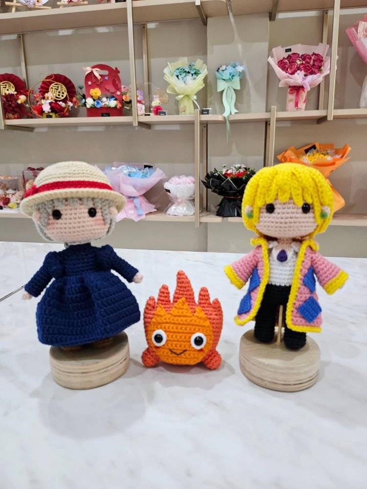 Sophie Hatter and Calcifer Amigurumi Crochet Dolls