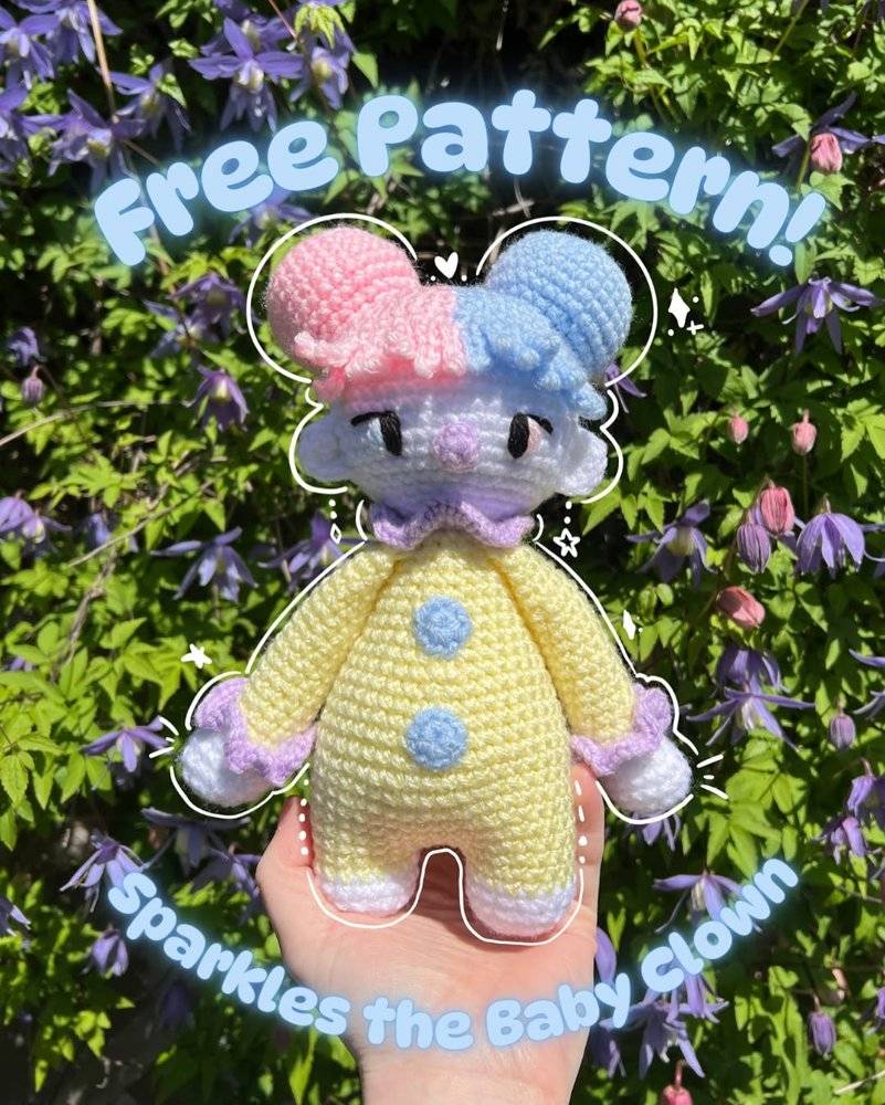 Sparkles the Baby Clown Crochet Amigurumi