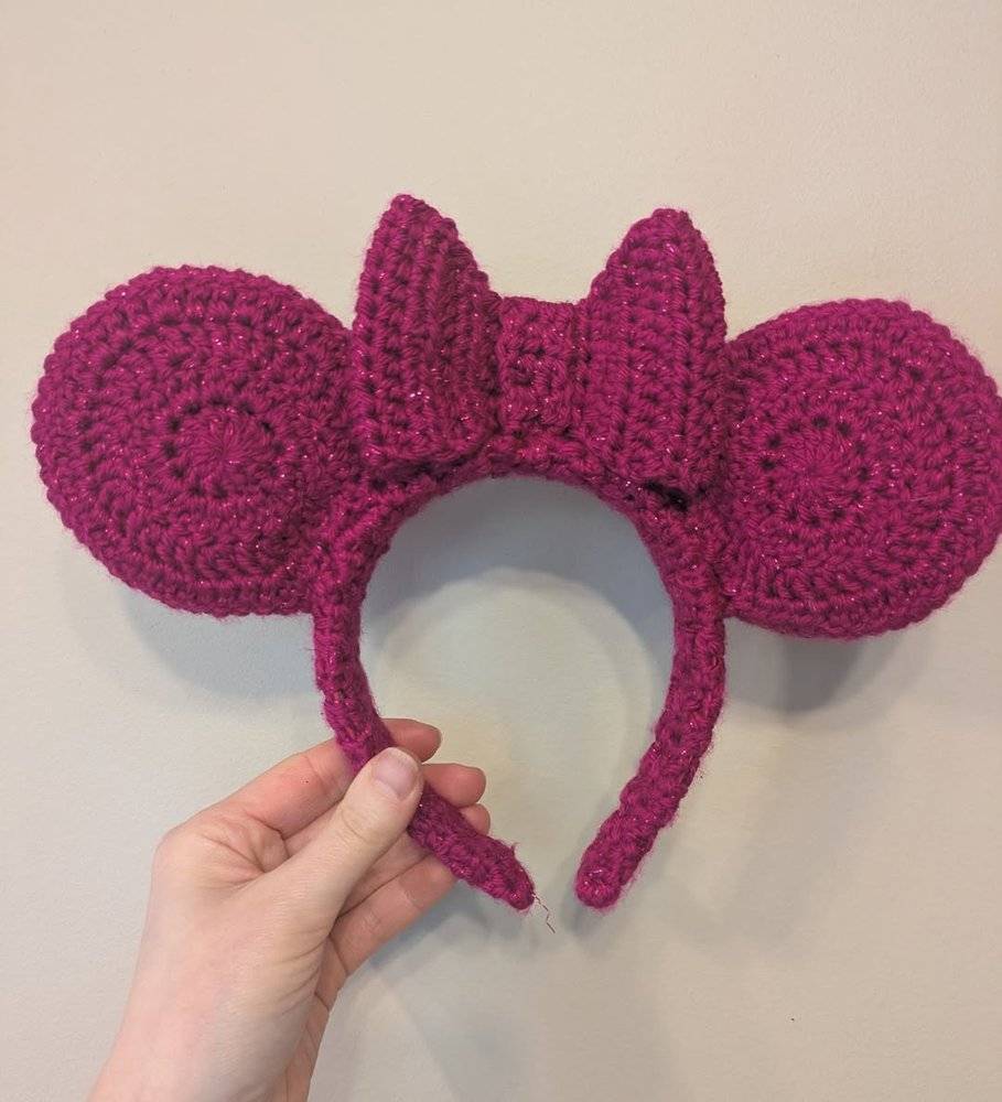 Sparkly Magenta Crochet Minnie Mouse Ears