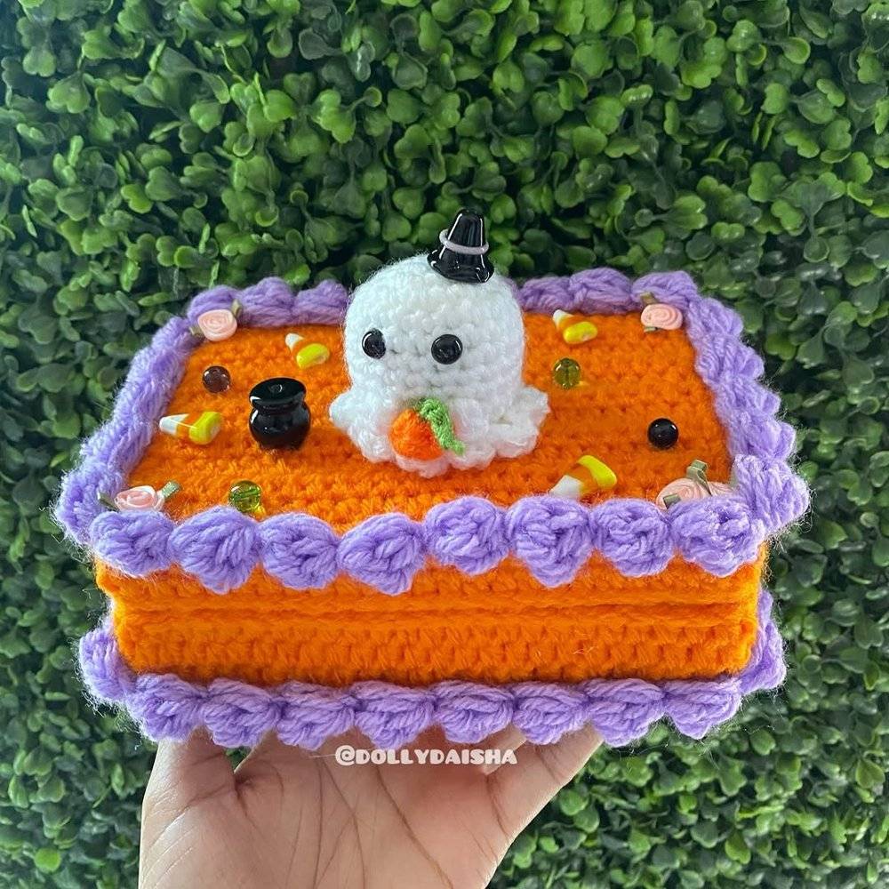 Spooky Crochet Ghost Tissue Box Cover