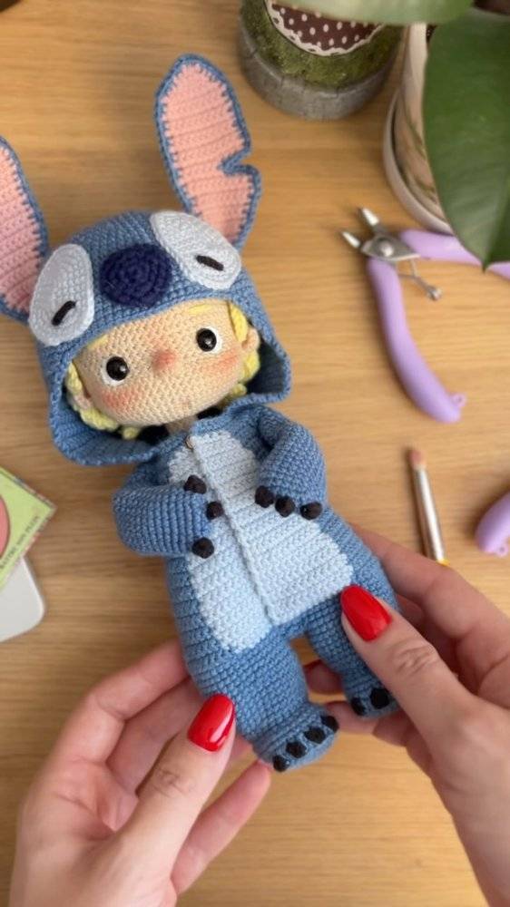 Stitch-Inspired Crochet Doll Outfit