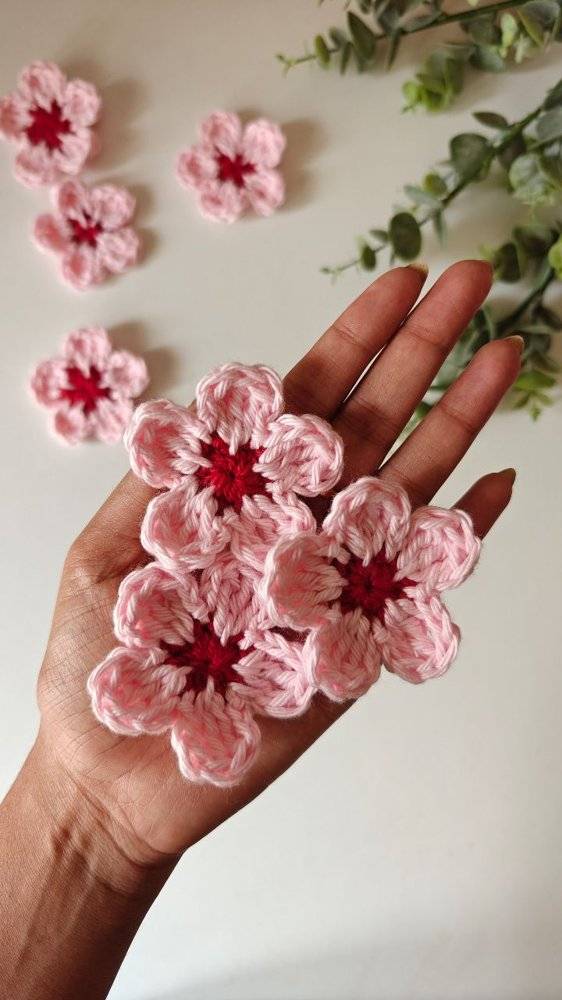 Sweet Cherry Blossom Crochet Appliques