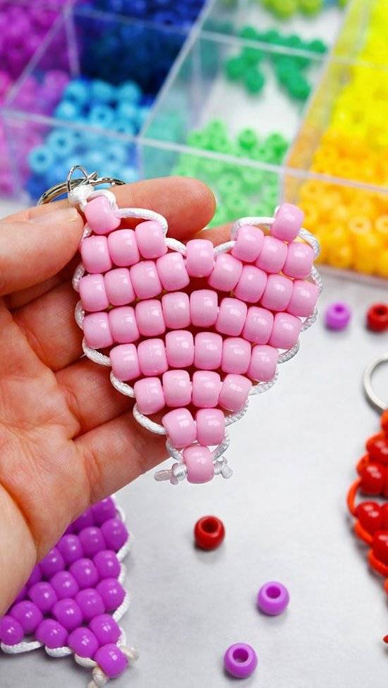 Sweet Heart Pony Bead Keychain Craft