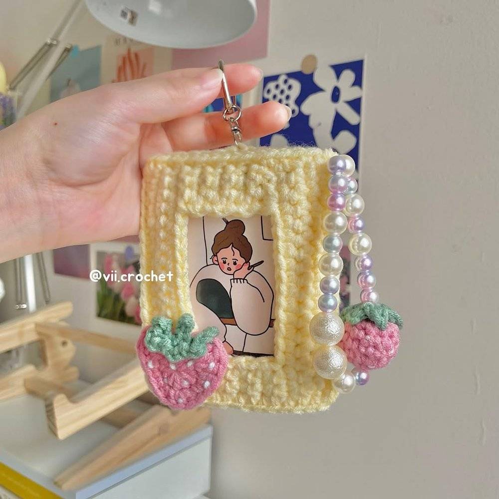 Sweet Strawberry Crochet Card Holder