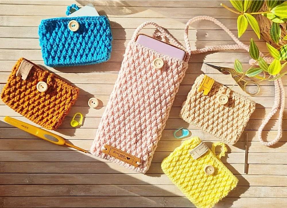 Textured Crochet Card Holder Collection