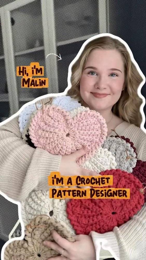 Textured Crochet Heart Coasters