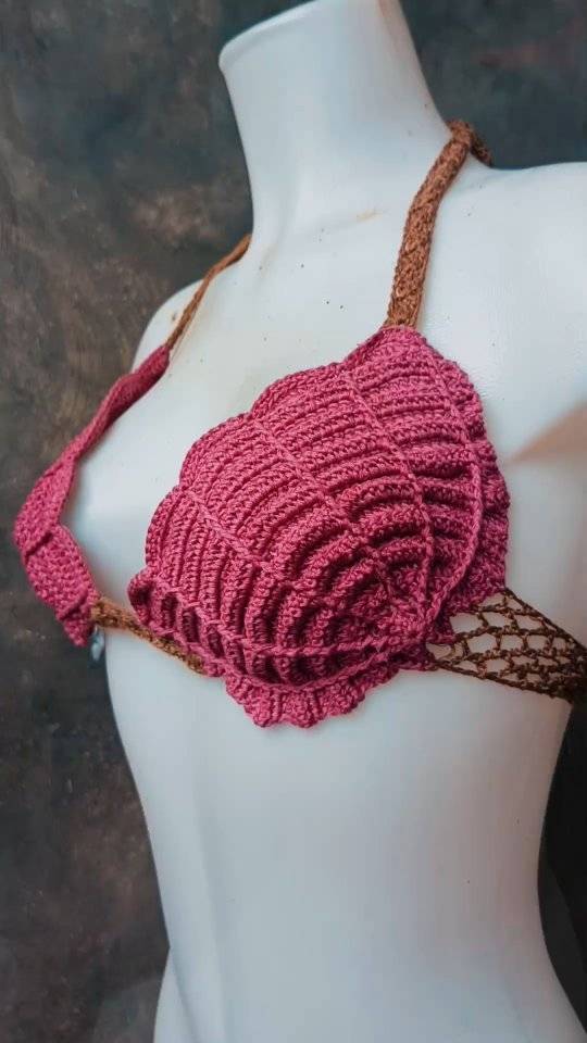Textured Crochet Shell Bikini Top