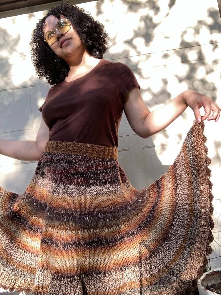 Tiered Striped Crochet Maxi Skirt