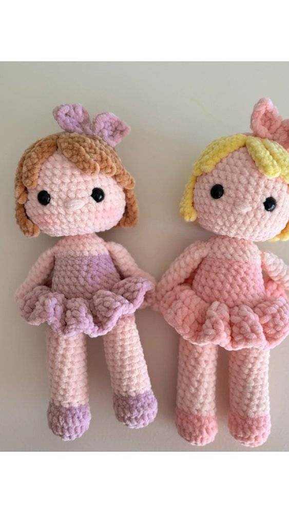 Velvet Yarn Crochet Ballerina Dolls