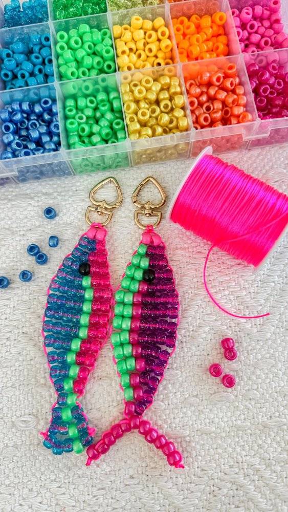 Vibrant Beaded Fish Keychain Craft