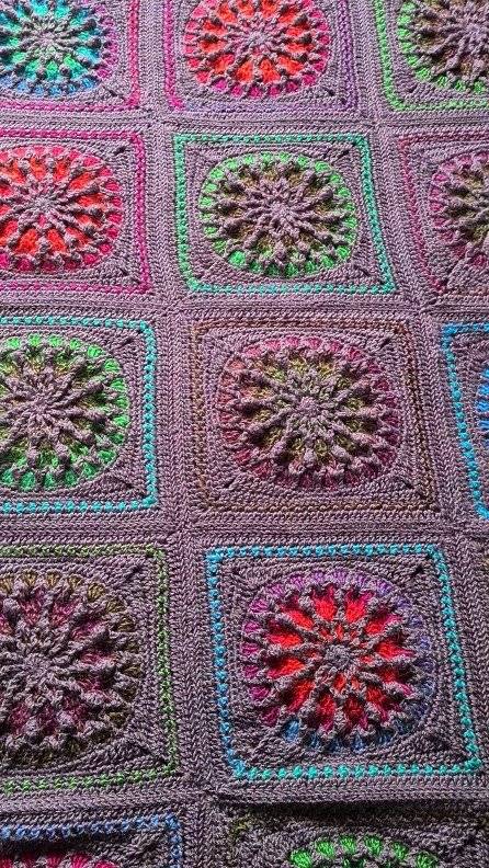 Vibrant Circular Motif Crochet Squares