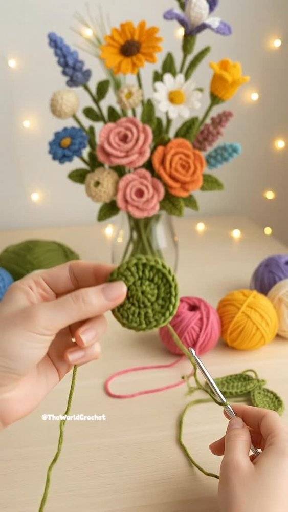 Vibrant Crochet Flower Bouquet Craft