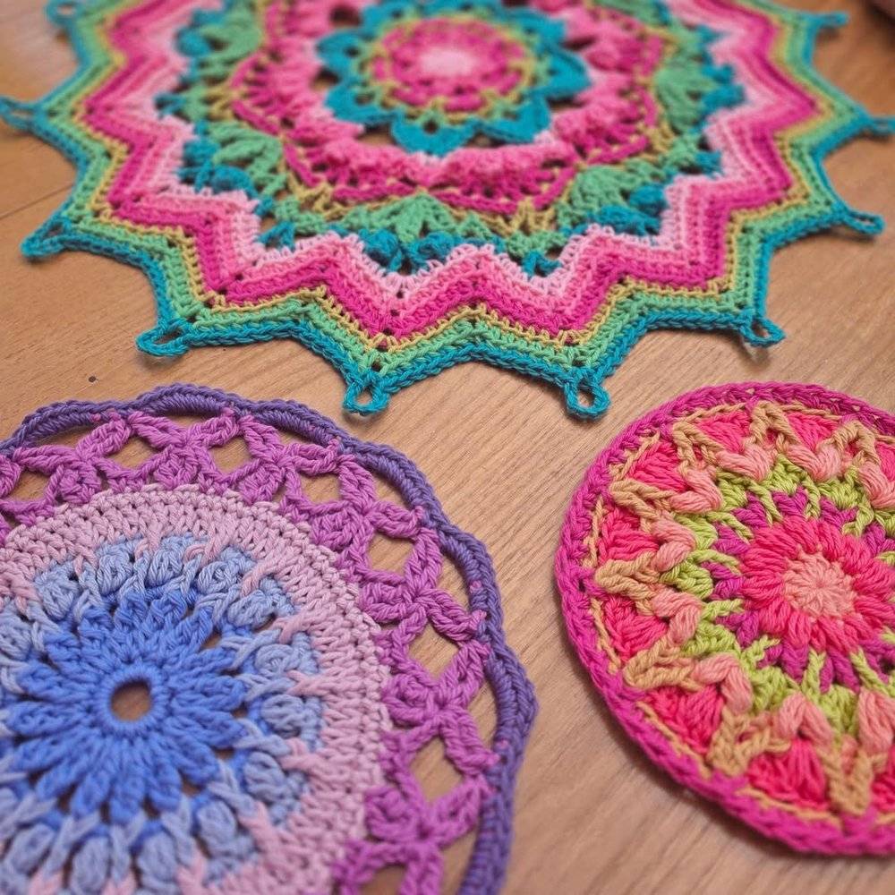 Vibrant Crochet Mandala Doilies