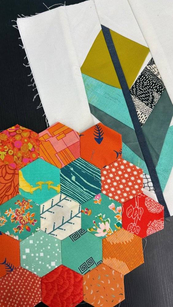 Vibrant Geometric Hexagon Quilt Block