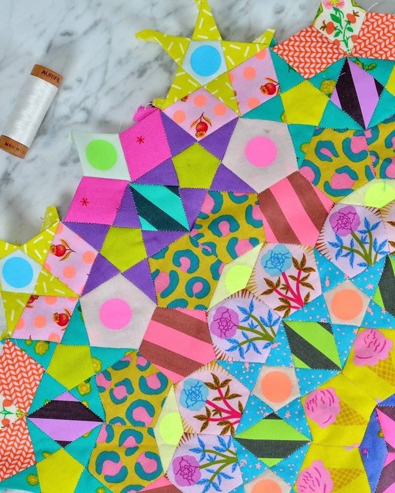Vibrant Geometric Paper Pieced Fabric Art