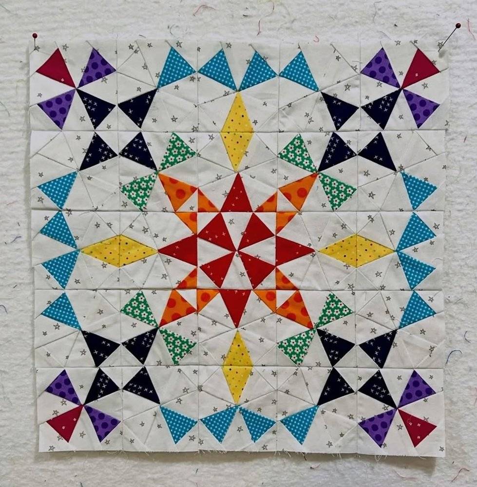 Vibrant Geometric Star Paper Piecing Quilt Block