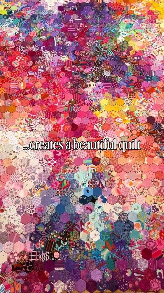 Vibrant Hexagon Paper Pieced Quilt