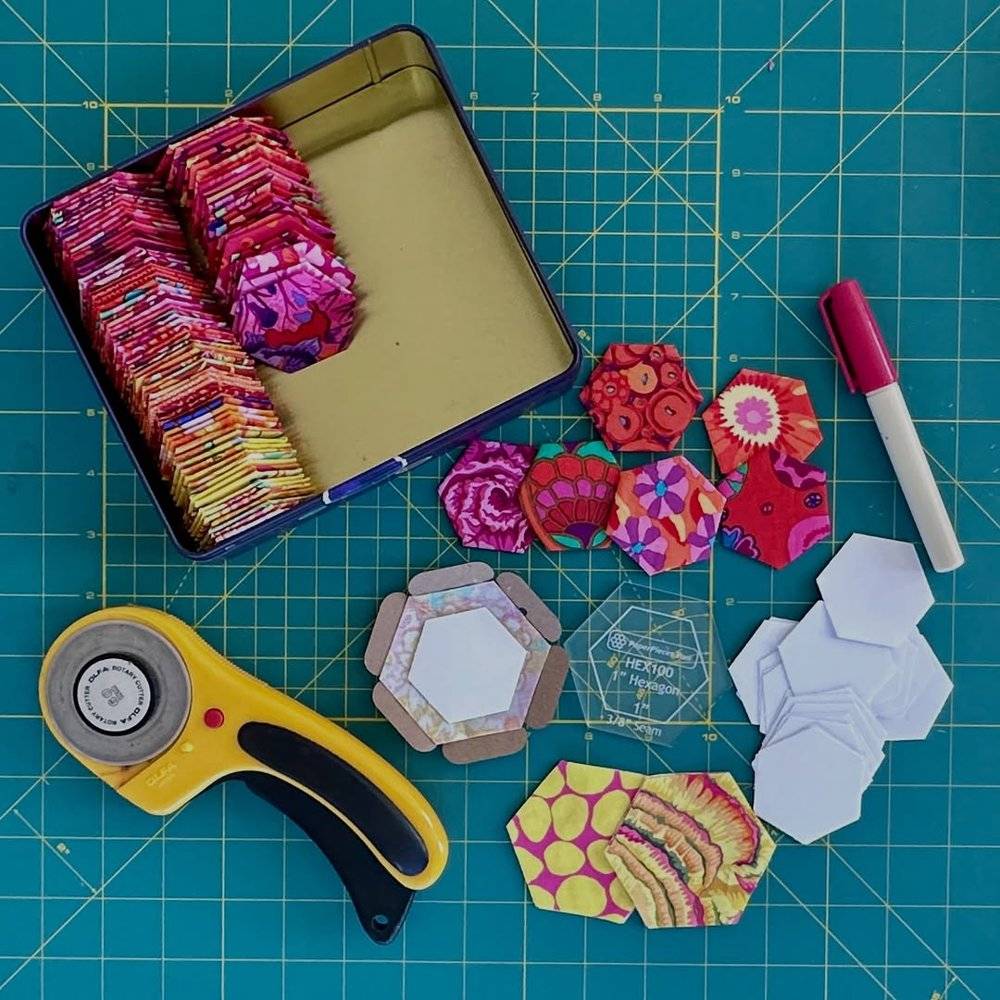 Vibrant Hexagon Paper Piecing Quilt Blocks