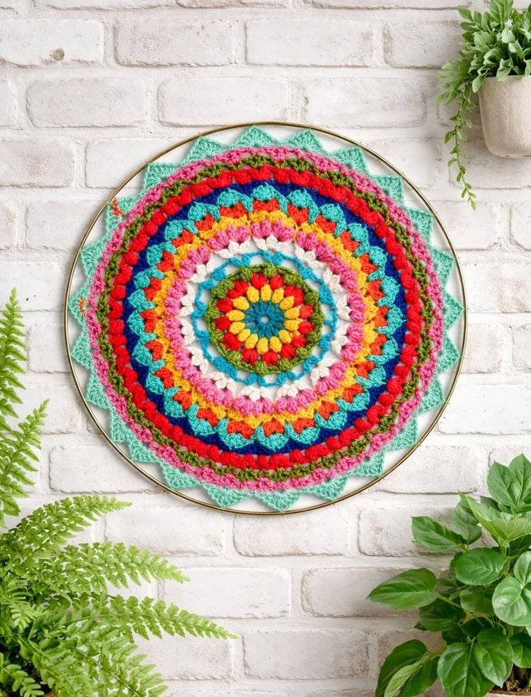 20 Crochet Mandala Patterns Vibrant Hoop Crochet Mandala Wall Hanging