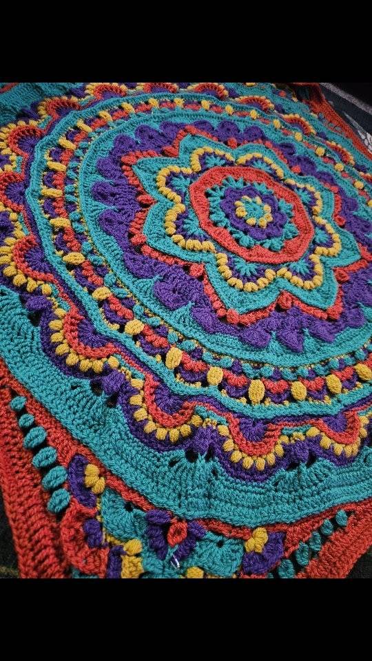 Vibrant Mandala Crochet Blanket Project
