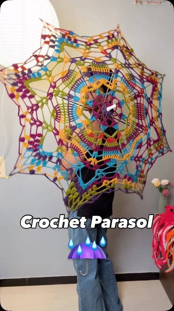 Vibrant Mandala Crochet Parasol Project