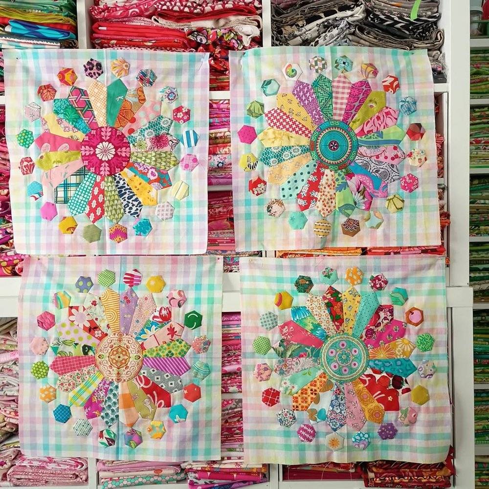 Vibrant Paper Pieced Flower Quilt Blocks