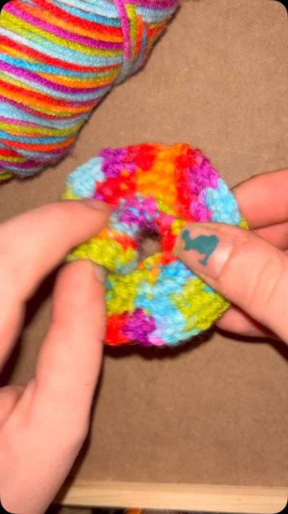 Vibrant Rainbow Crochet Donut Fidget