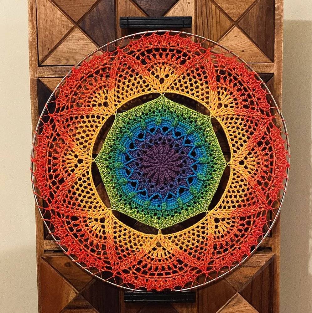 Vibrant Rainbow Crochet Mandala Wall Hanging