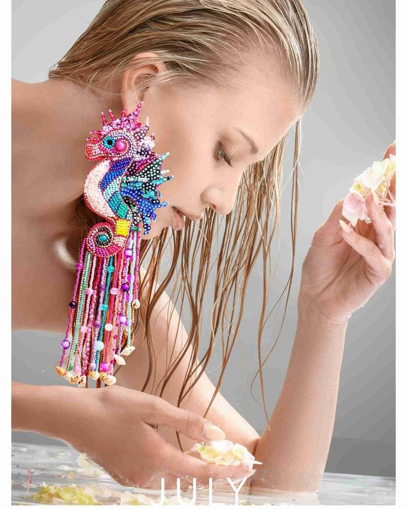 Vibrant Seahorse Pony Bead Earrings