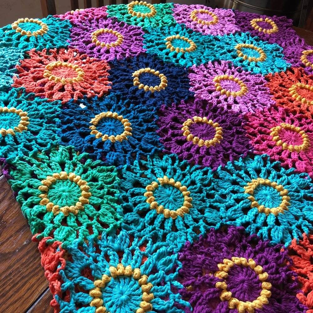 Vibrant Sunburst Crochet Blanket