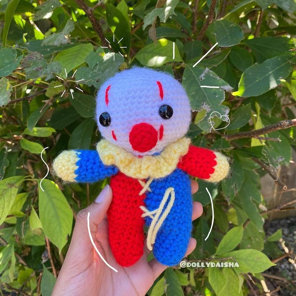 Whimsical Amigurumi Clown Doll