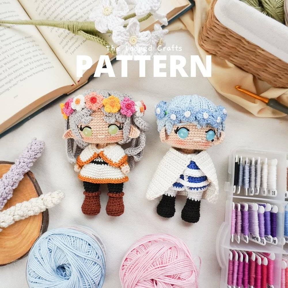Whimsical Amigurumi Frieren and Fern Crochet Dolls