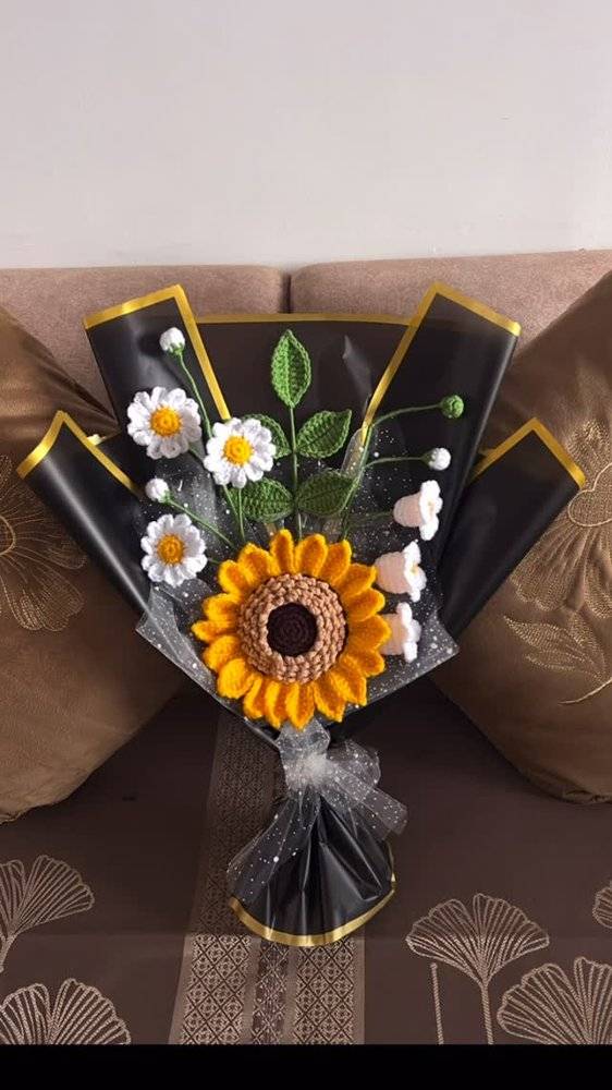 Whimsical Crochet Flower Bouquet
