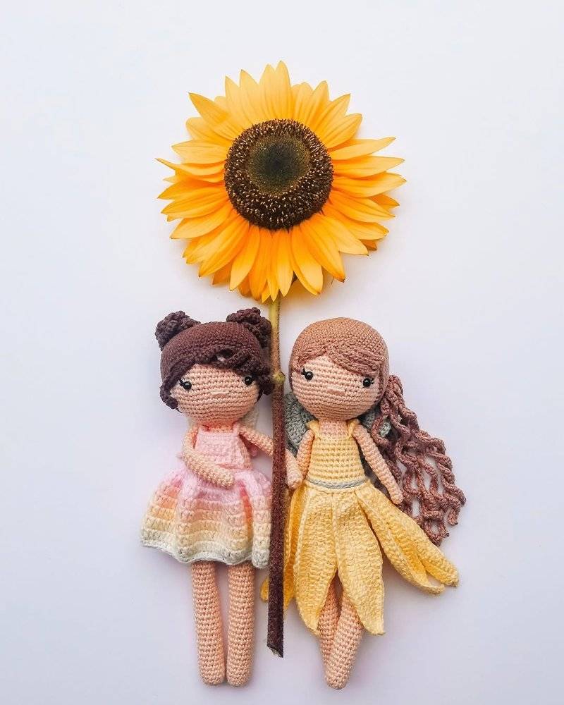 Whimsical Crochet Sunflower Fairy Dolls